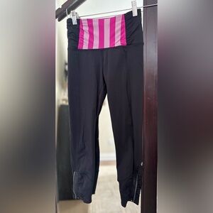 LULULEMON Pink and Black Striped Leggings, 23” (US 2)